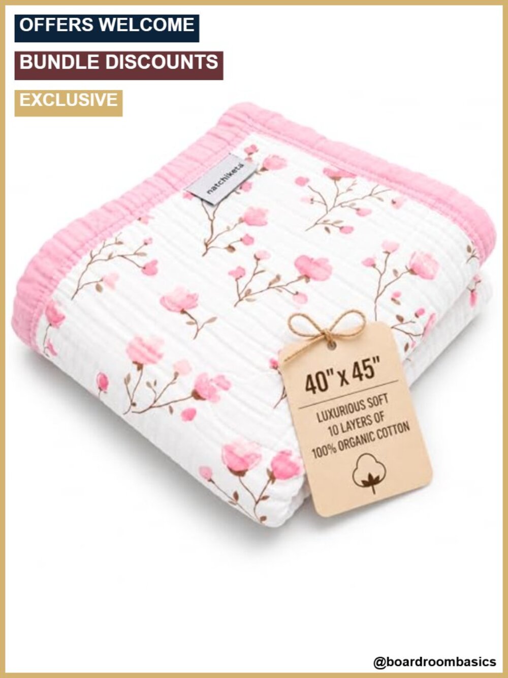 Organic Cotton Muslin Baby Blanket Soft Toddler Quilt Swaddle